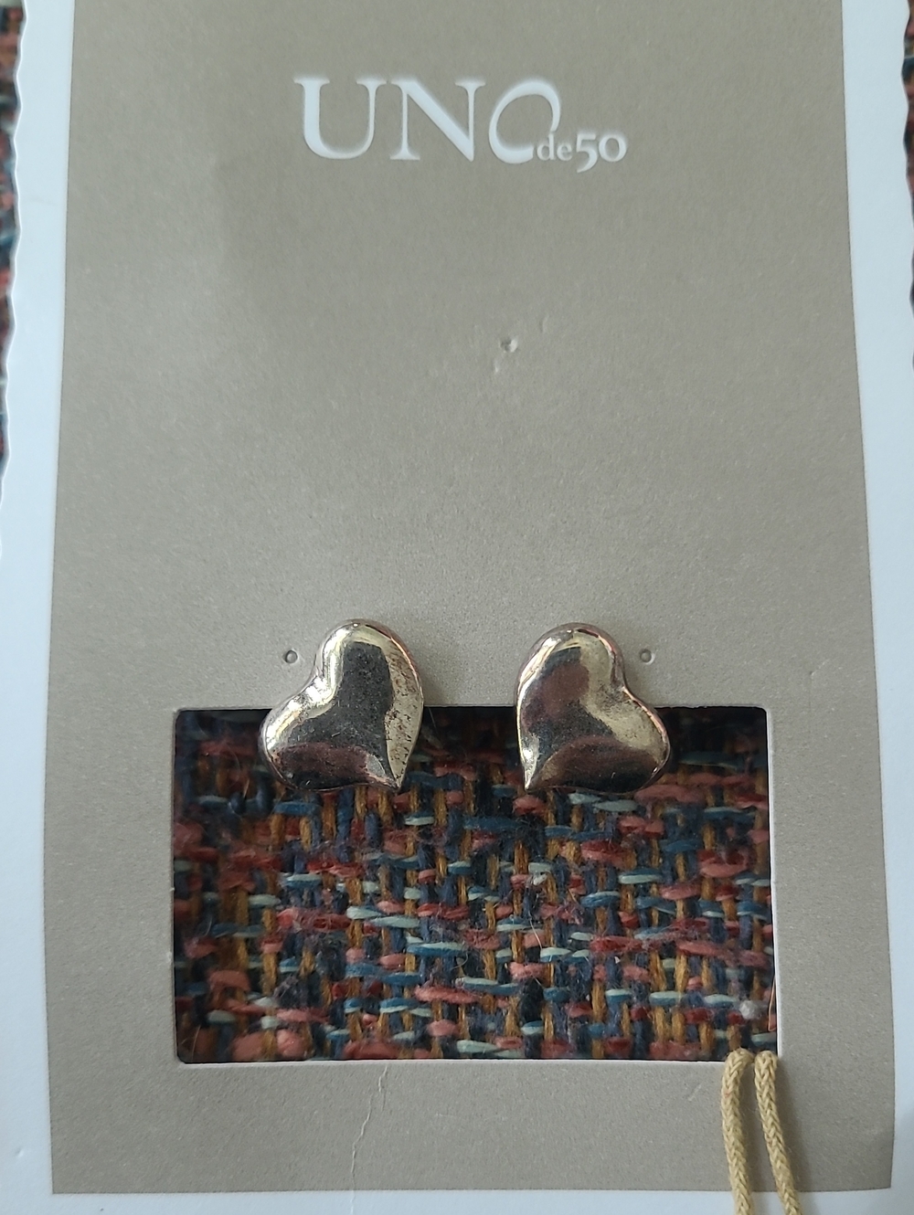 UNO de 50 Polished Silver Heart Stud Earrings